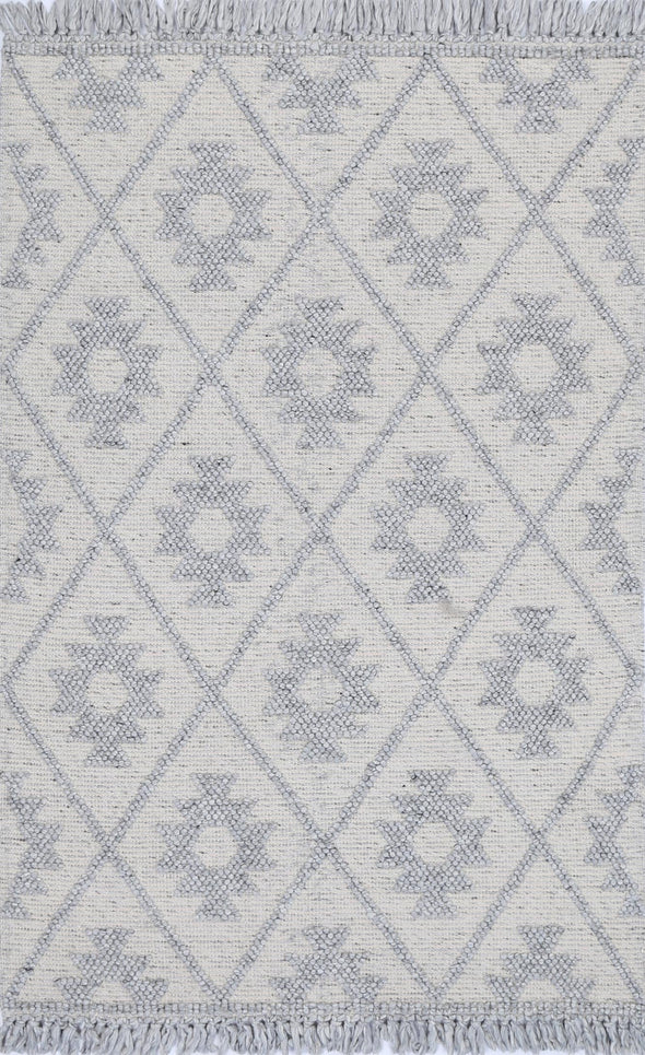 Diogo Geometric in Light Grey Wool Rug