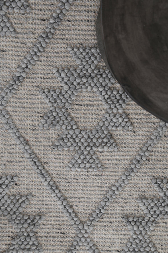 Diogo Geometric in Light Grey Wool Rug