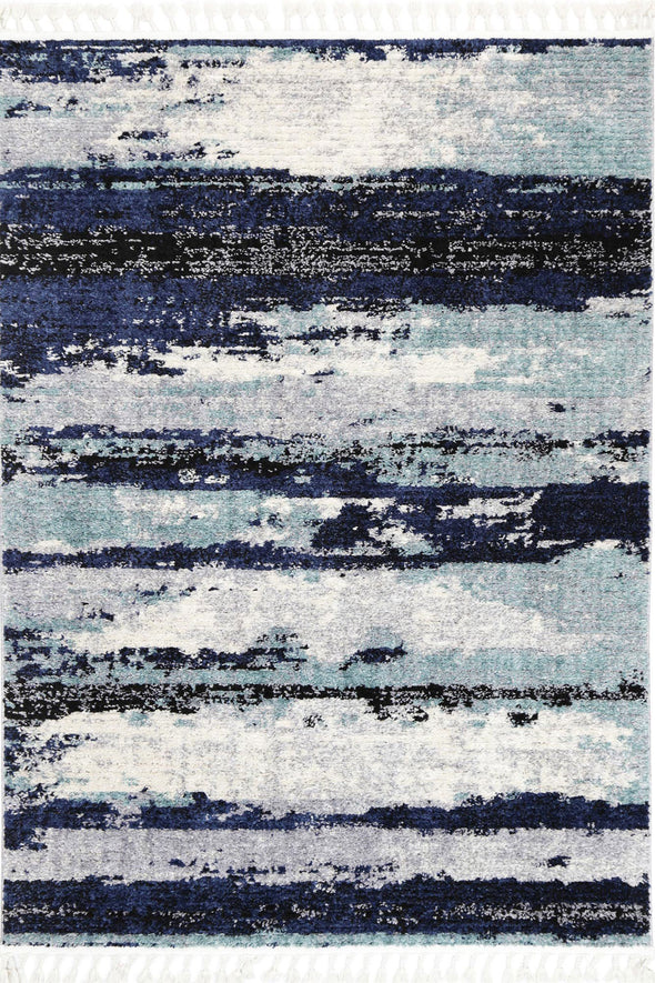 Micha Striae Abstract Navy Blue Rug