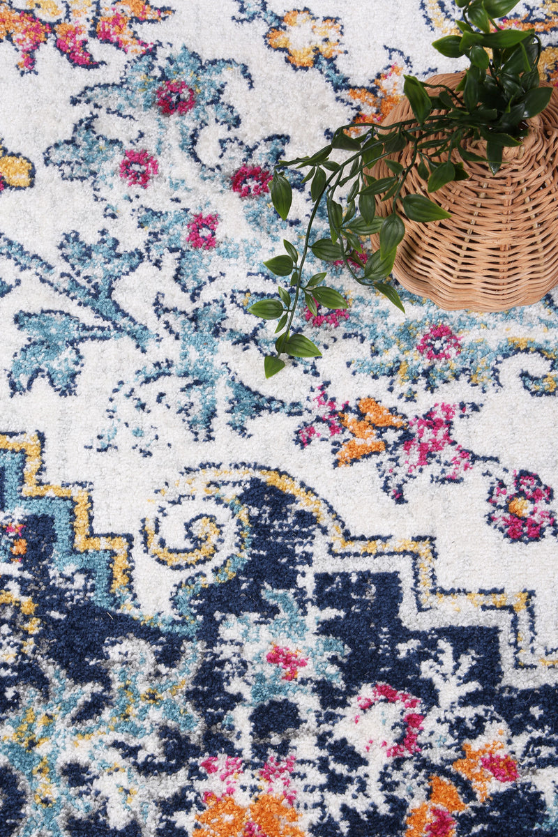 Providence Miliana Oriental Blue & Terracotta Rug RugsDirect