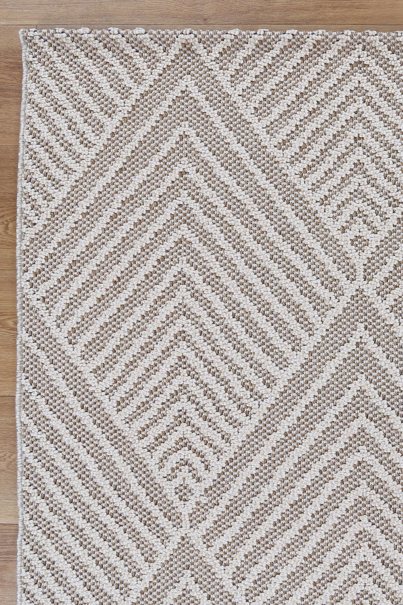 Lata Onika Geometric Beige Flatweave Rug RugsDirect