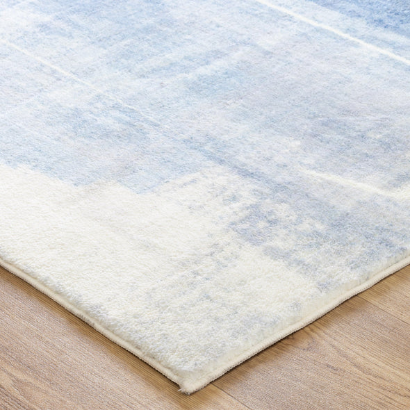 Cloud Modern Neutral Abstract in Blue Rug