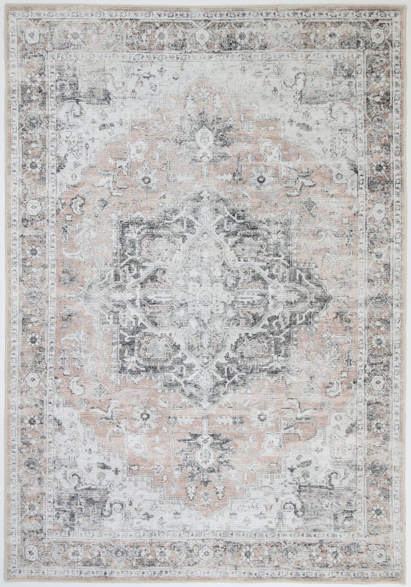 Distressed Vintage Cezanne Blush Washable Rug - VITAL 3082-11