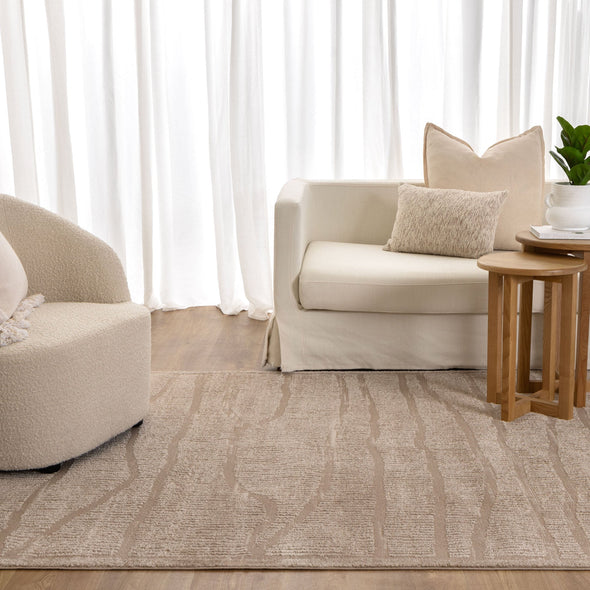 Sierra Abstract Beige Lines Rug