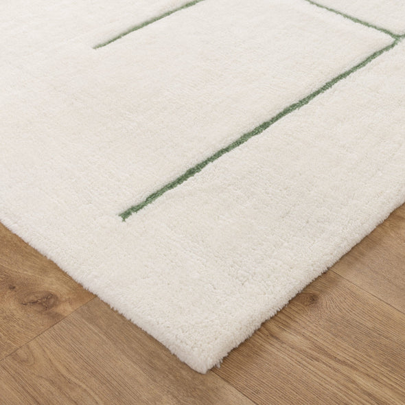 Highlands Abstract Olive Lines Washable Wool Rug