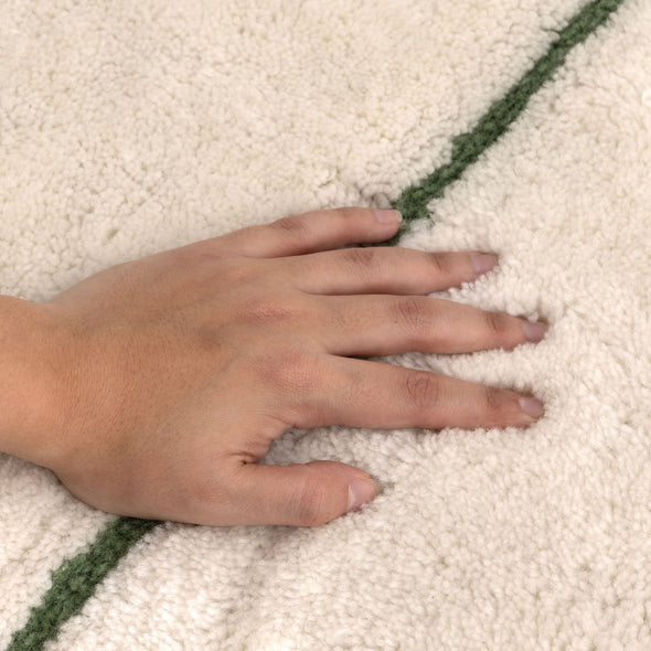 Highlands Abstract Olive Lines Washable Wool Rug