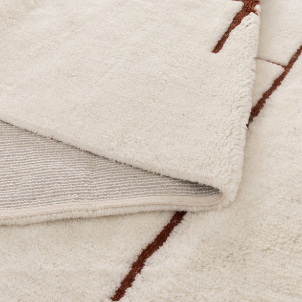 Highlands Abstract Terracotta Lines Washable Wool Rug