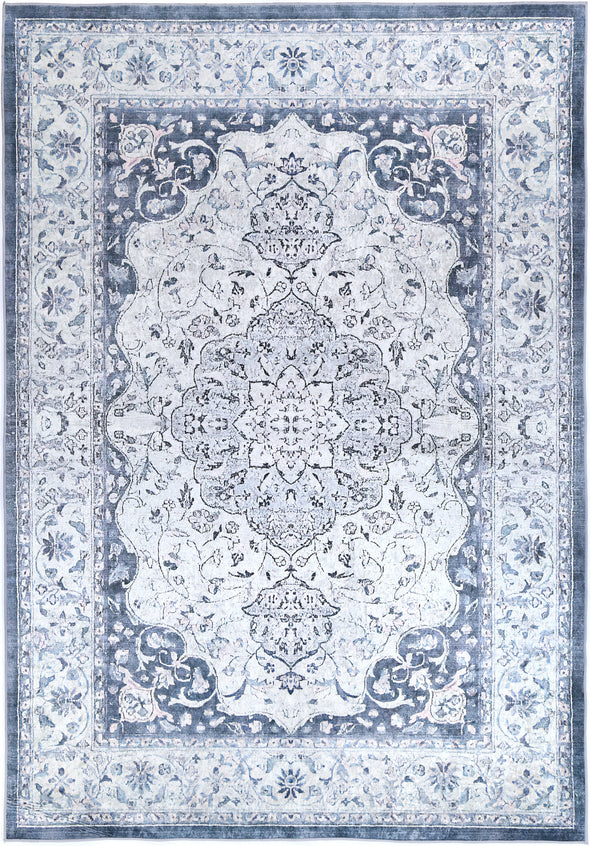 Angelic Navy Medallion Non-Slip Rug