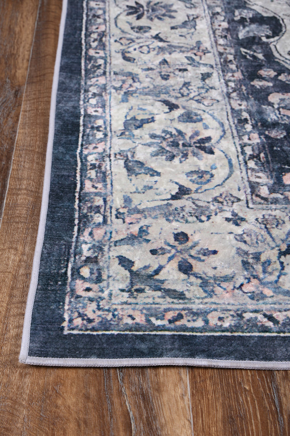 Angelic Navy Medallion Non-Slip Rug