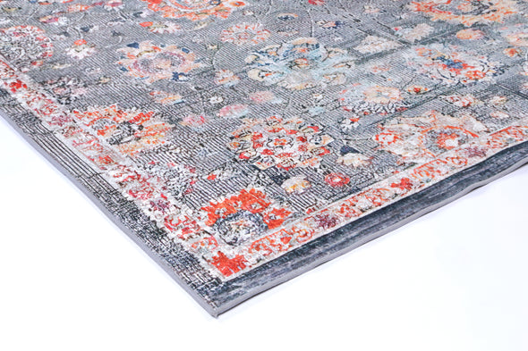 Angelic Distressed Floral Grey Multi Non-Slip Rug