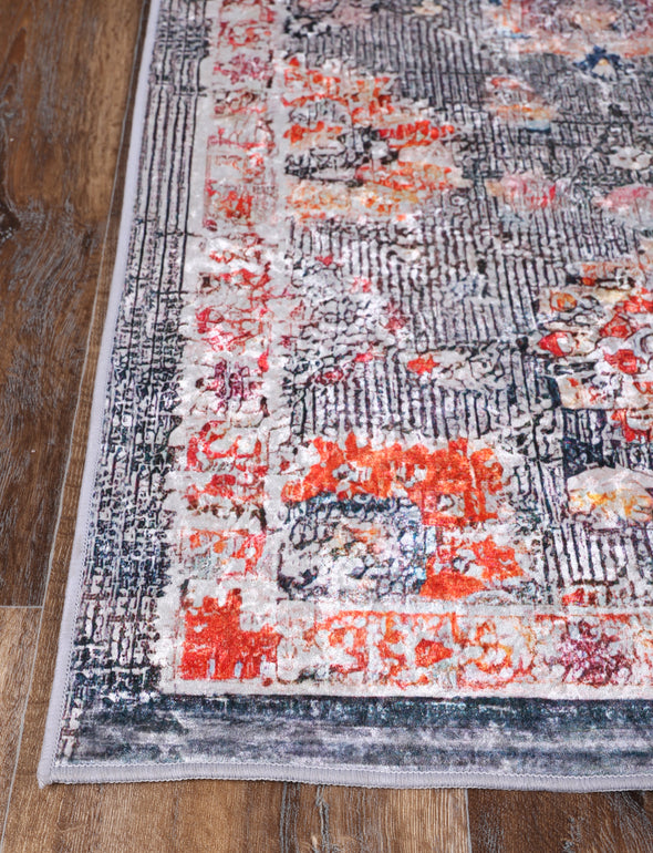 Angelic Distressed Floral Grey Multi Non-Slip Rug