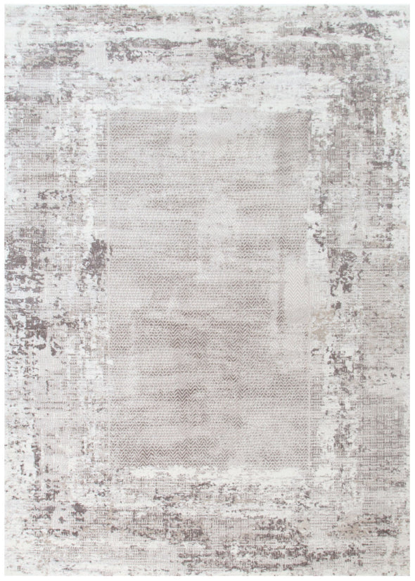 Atina Distressed Border Beige Grey Rug
