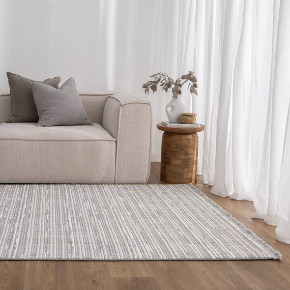 Berno Silver Ivory Loop Lines Rug