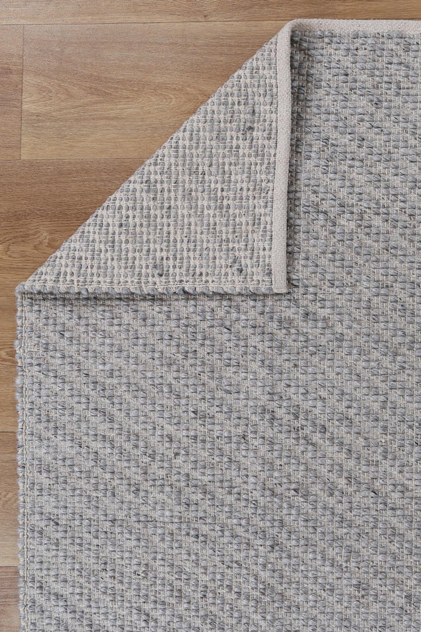 Basalt Grey Wool Blend Textured Grey Rug