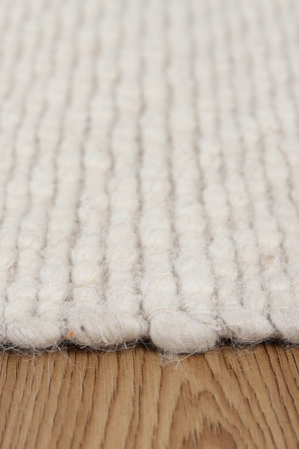 Basalt Ivory Wool Blend Textured Ivory Rug