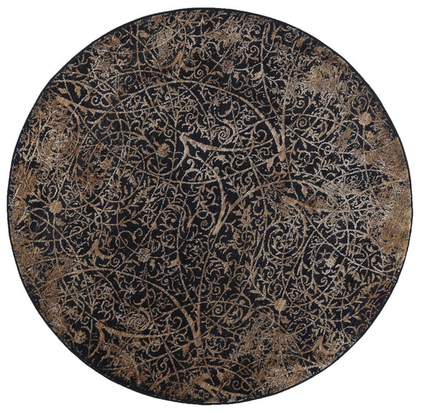 Brooklyn Intricate Floral Gold Round Rug