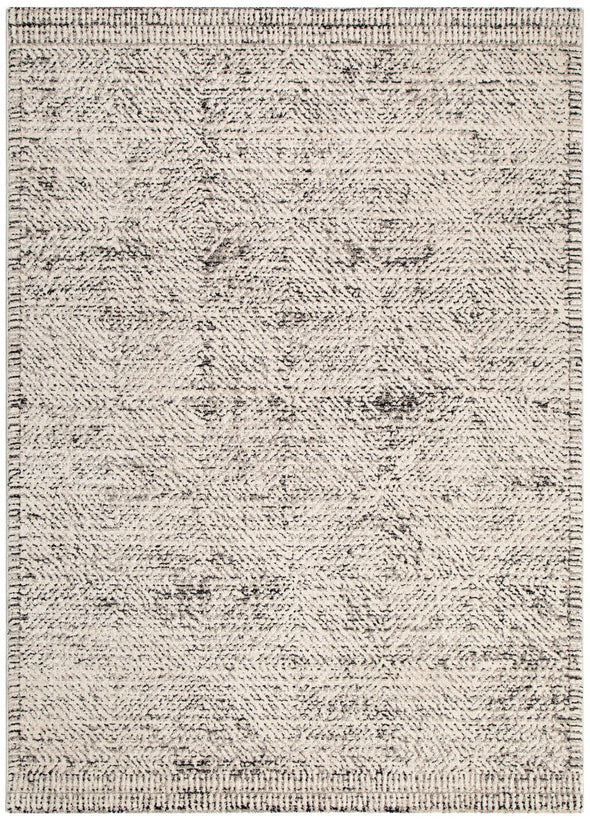 Clara Distressed Diamonds Cream Charcoal Rug