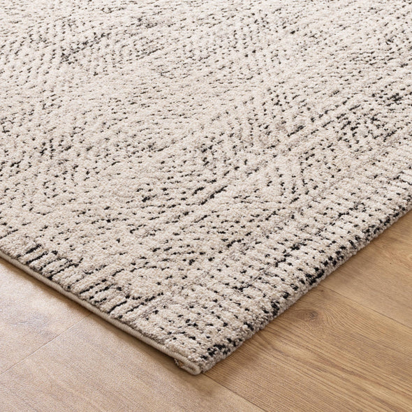 Clara Distressed Diamonds Cream Charcoal Rug