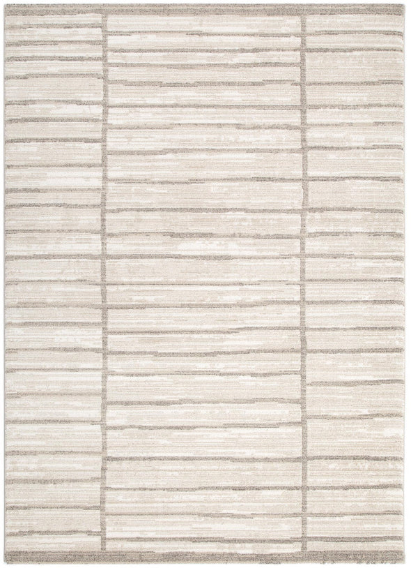 Clara Distressed Thick Lines Beige Grey Rug