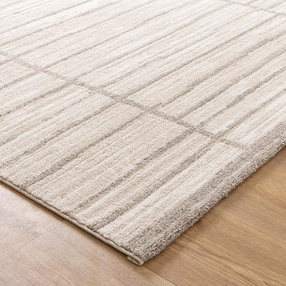 Clara Distressed Thick Lines Beige Grey Rug