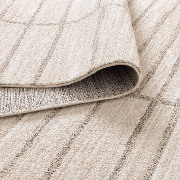 Clara Distressed Thick Lines Beige Grey Rug