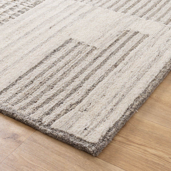 Cassian Prism Grey Cream Wool Rug