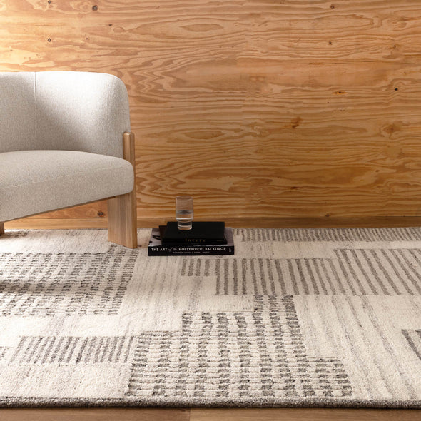 Cassian Prism Grey Cream Wool Rug