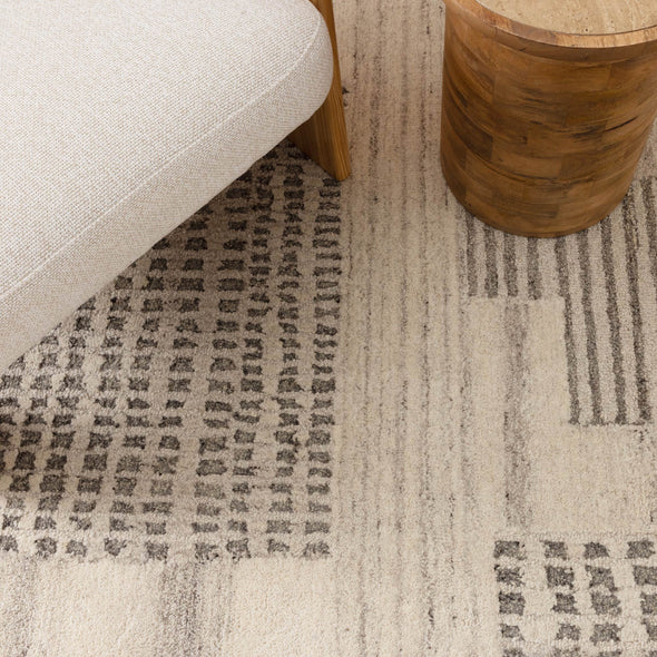 Cassian Prism Grey Cream Wool Rug