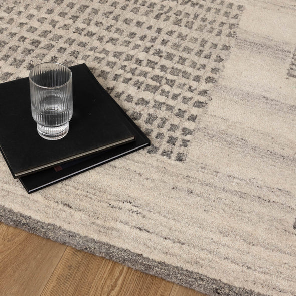 Cassian Prism Grey Cream Wool Rug