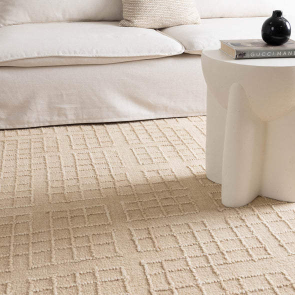 Abasco Croissant Beige Knitted Wool Rug