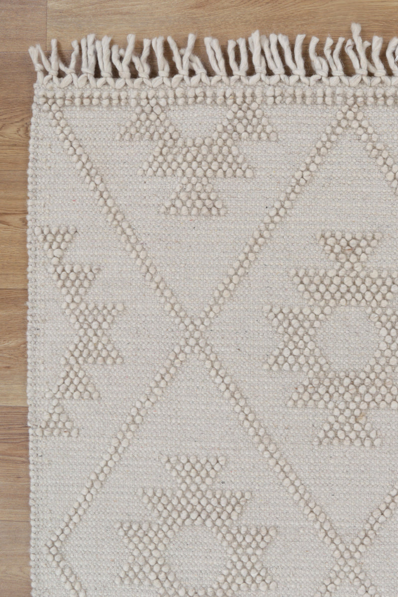 Diego Geometric Beige Wool Rug – RugsDirect