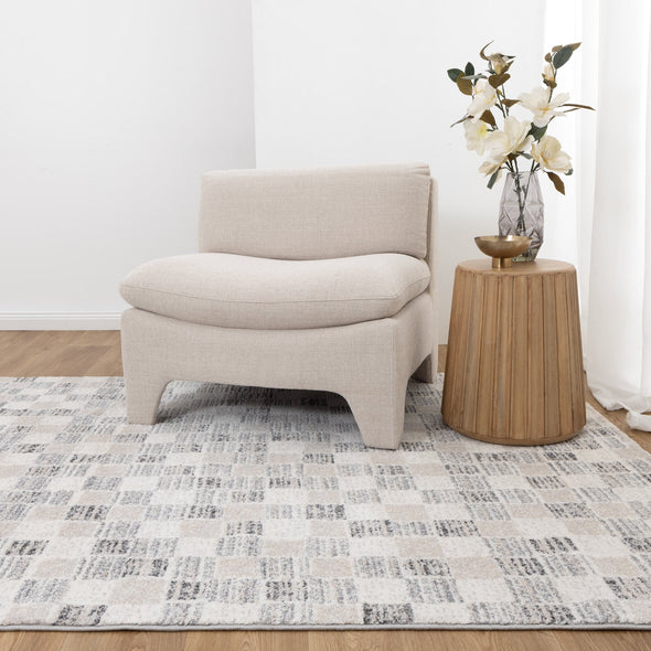 Dorado Grey Beige Checkered Rug