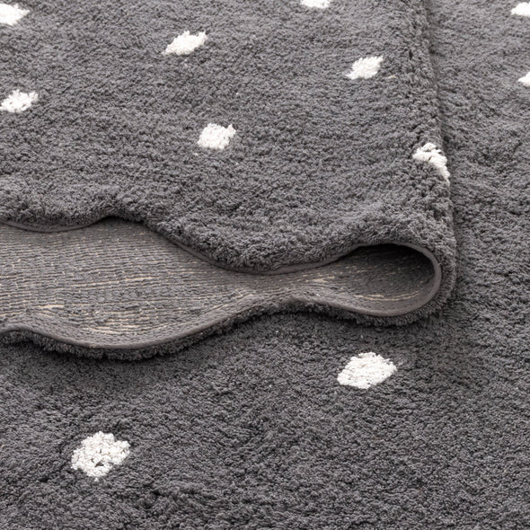 Mellow Rectangle Scalloped Kids Rug Grey