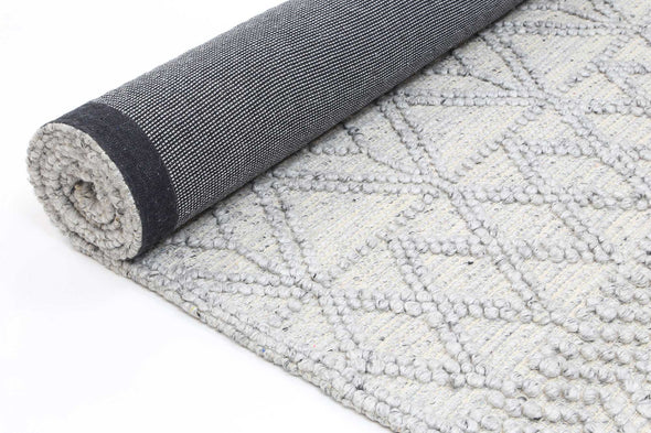 Kaiden Diamond Tribal Grey Wool Rug
