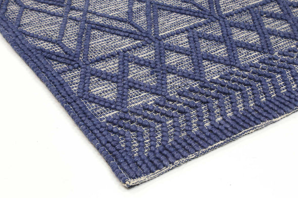 Kaiden Tribal Blue Wool Rug