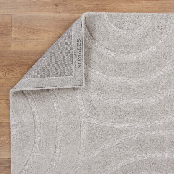 Les Nomades Ellipse in Light Grey Wool Rug