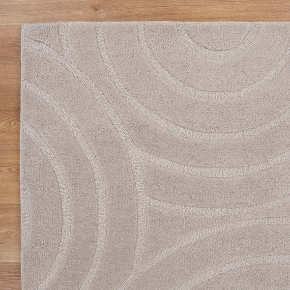 Les Nomades Ellipse in Beige Wool Rug