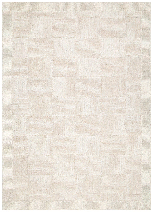 Les Nomades Checkered Cream Wool Rug - LES23