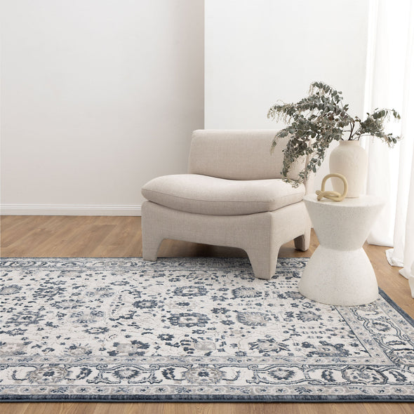 Maya Floral Traditional Blue Rug