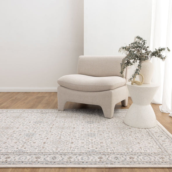 Maya Traditional Border Cream and Beige Rug