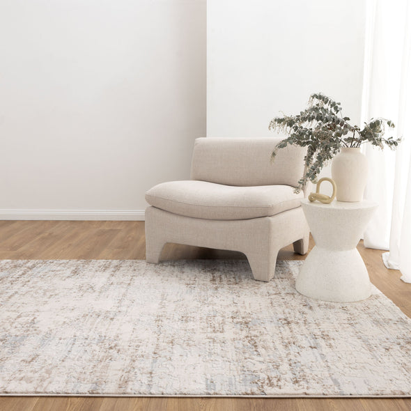 Maya Abstract Distressed Cream and Beige Rug