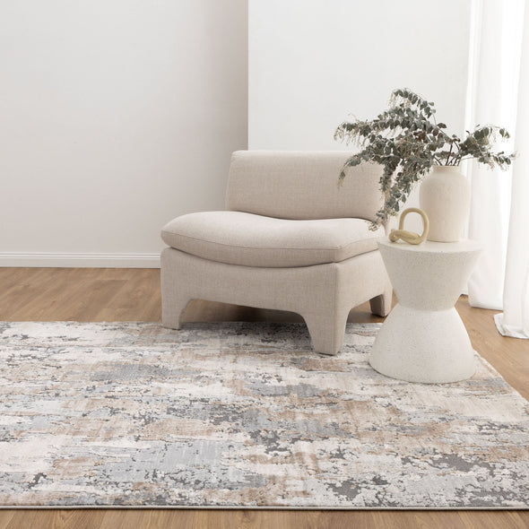 Maya Watercolour Astract Grey and Beige Rug