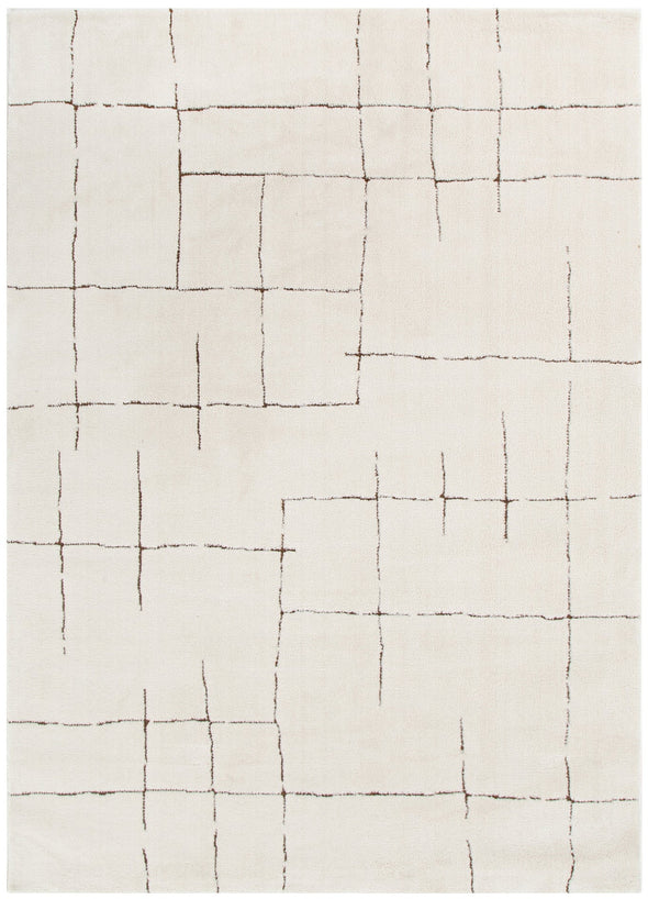 Mila Abstract Lines Brown Cream Rug - MIL10
