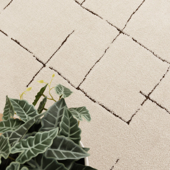 Mila Abstract Lines Brown Cream Rug - MIL10