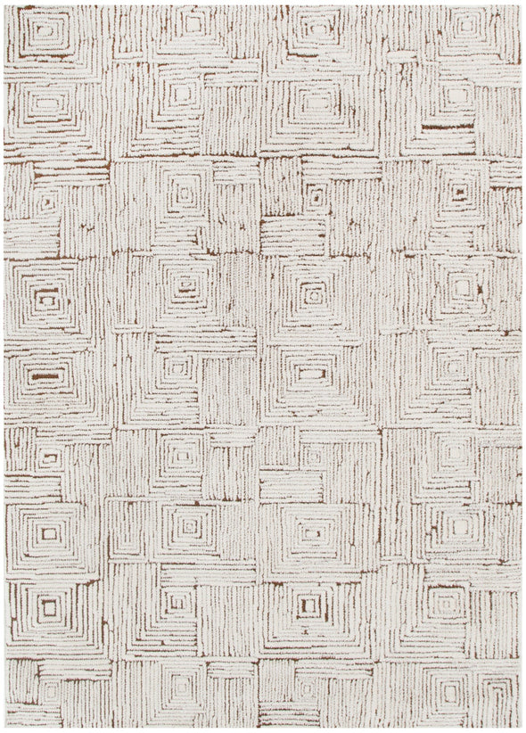 Mila Geometric Squares Cream Brown Rug - MIL8
