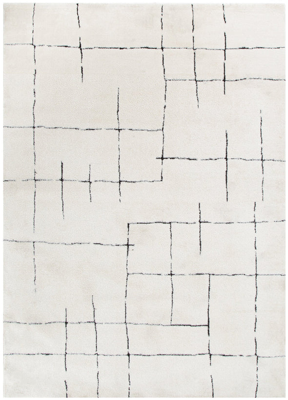 Mila Abstract Lines Black Cream Rug - MIL9