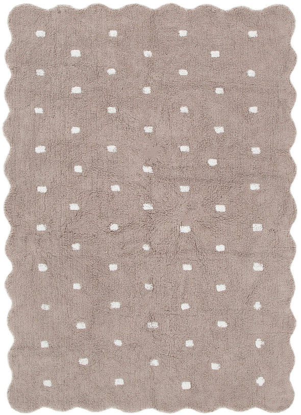 Mellow Rectangle Scalloped Kids Rug Mushroom Beige