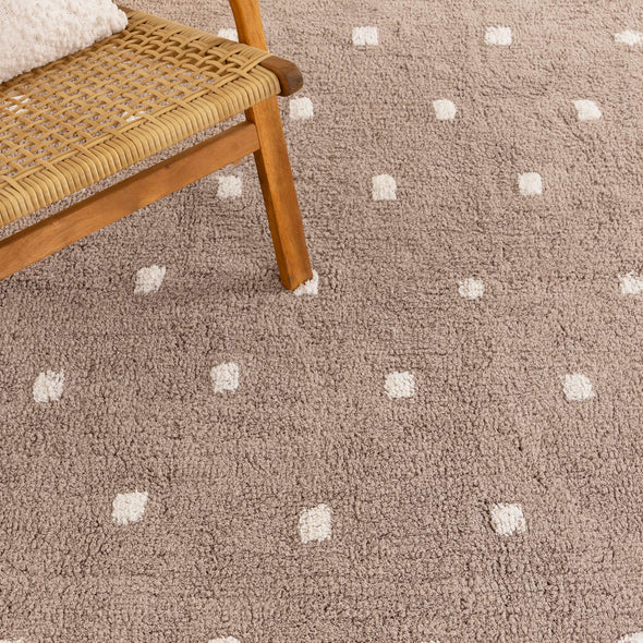 Mellow Rectangle Scalloped Kids Rug Mushroom Beige