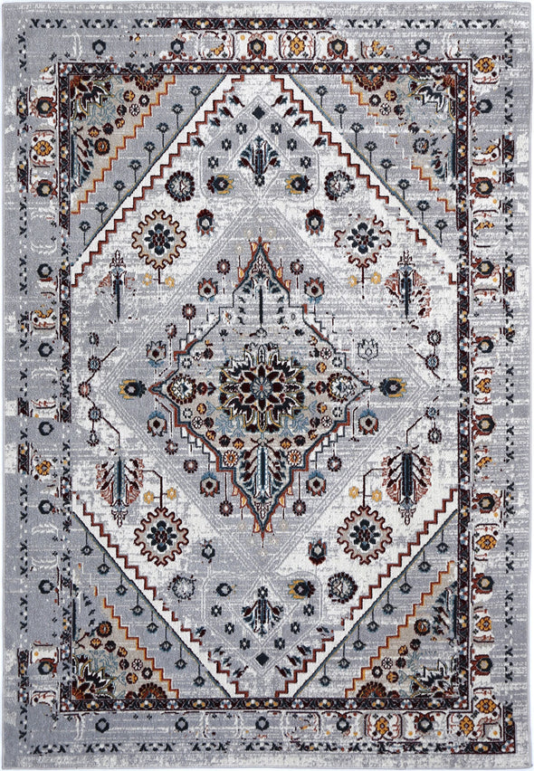 Oporto Santos Grey & Rust Traditional Soft Rug