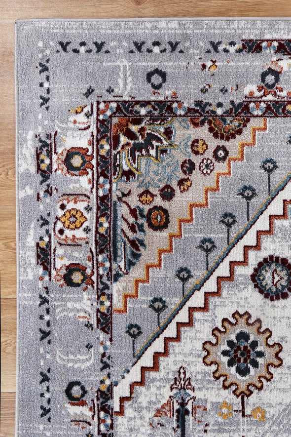 Oporto Santos Grey & Rust Traditional Soft Rug